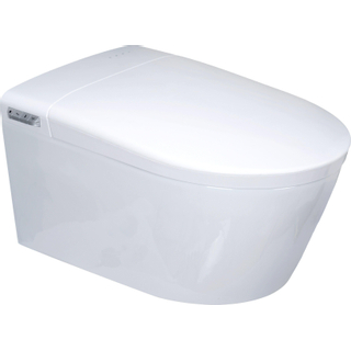 Nemo go evehome+ wc douche sans rebord avec sèche-cheveux et douchette avec siège et couvercle à fermeture progressive blanc