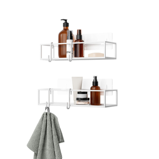 Umbra Cubiko douchekorf 32x12x10cm set van 2 ijzer wit OUTLETSTORE