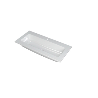 INK Faktor wastafel - 100x45x1.5cm - 1 wasbak - 1 kraangat - polystone wit glans - beschadigd - OUTLET UDEN