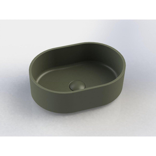 Arcqua Case vasque à poser - 40x28cm - Ovale - Marbre coulé Vert mat