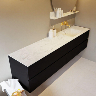 Mondiaz VICA-DLUX ensemble de meuble de salle de bain - 200cm - meuble sous-vasque urban - 4 tiroirs - lavabo encastré cloud droite - sans trous de robinet - version haute de 60cm - opalo