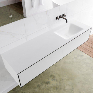 Mondiaz Lagom Meuble avec 2 tiroir 160x30x45cm vasque Cloud droite sans trous de robinet Solid Surface Urban