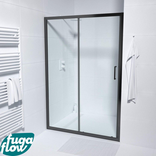 FugaFlow Efficiente Vetro Schuifdeur - 100x190cm - 6mm veiligheidsglas - alu profiel - anti kalk - mat zwart