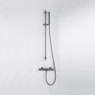 FugaFlow Eccelente Sobrado Ensemble de douche barre curseur avec douchette stick, flexible en métal et robinet de douche Gunmetal PVD