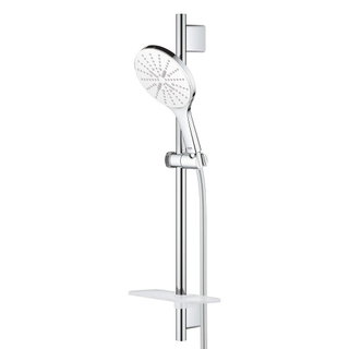 GROHE Rainshower Smartactive 150 Ensemble de douche glissante - 60cm - douchette ronde - 3 types de jet - flexible de douche lisse - avec porte-savon - chrome/blanc lunaire