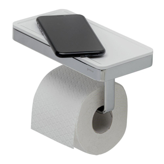 Geesa Frame Collection Porte-papier toilette 10.5x10.8cm avec tablette Blanc/Chrome