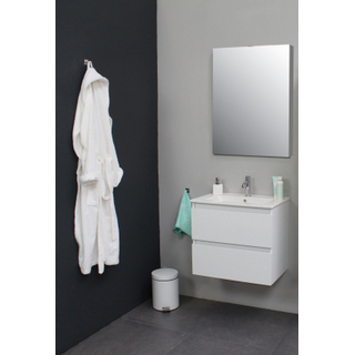 Basic Bella Meuble avec lavabo en porcelaine 1 trou de robinet 60x55x46cm avec armoire toilette à 1 porte gris Blanc brillant