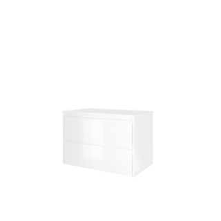 Proline Elegant badkamermeubelset - 80x46x54cm - polystone Elegant wastafel - 0 kraangaten - symmetrisch - MDF lak Glans wit/Glans wit