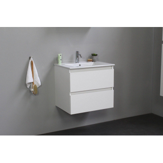 Basic Bella Meuble avec lavabo céramique avec 1 trou de robinet 60x55x46cm Flat Pack Blanc haute-brillance