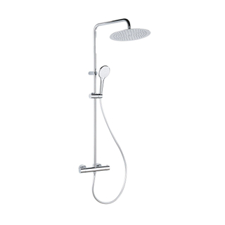 FugaFlow Efficiente Sobrado ensemble de douche à effet pluie avec thermostat douche de tête 30cm douchette à main 3 positions chrome 110cm