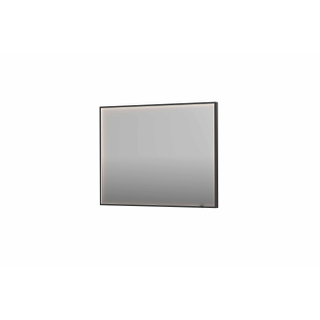 INK SP19 miroir - 100x4x80cm rectangulaire en cadre acier incl dir LED - chauffage - changement de couleur - dimmable et interrupteur - métal brossé noir