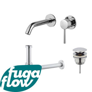 FugaFlow Eccelente Sobrado Badkamer Slim Wastafelkraanset - inbouw wastafelkraan - klikwaste plug - design sifon - Chroom