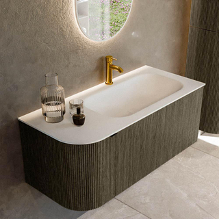 Mondiaz KURVE Badkamermeubelset - 105x46x40cm - 1 lade - 1 deur - wastafel solid surface - rechts - 1 kraangat - Shadow