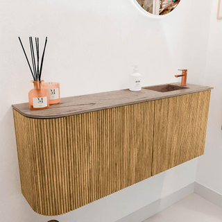 Mondiaz JOYA-DLUX 101.6cm toiletmeubel - ronding links kleur Oak - Wastafel FAYE positie Rechts 1 kraangat kleur Arena.