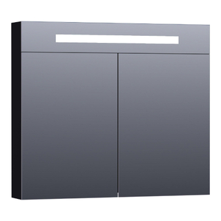 BRAUER Promise Deluxe spiegelkast - 80x70x15cm - met directe verlichting - 2 dubbelzijdige spiegeldeuren - mat zwart