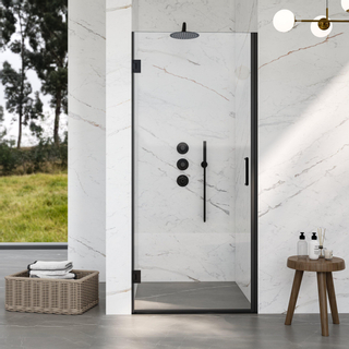 Marenza Neptune 5000 Porte de douche - 85x200cm - verre de sécurité sans profil - anti-calcaire - noir mat