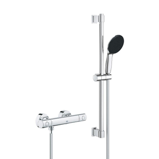 GROHE Precision Get QuickFix Ensemble de douche - mitigeur de douche thermostatique - avec ensemble de douche - 60 cm - douchette ronde - 1 type de jet - flexible de douche lisse - chrome