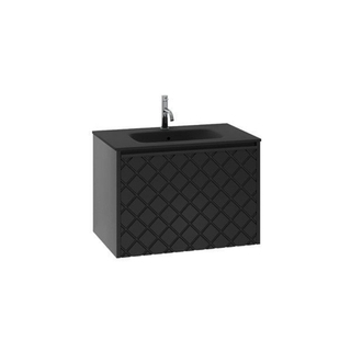 Crosswater Vergo ensemble de meubles de salle de bain - 69.8x47.6x45.5cm - 1 lavabo verre - noir 1 tiroir - noir mat