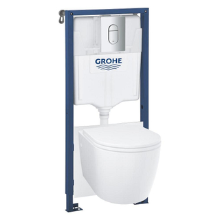 Grohe Bau toiletset diepspoel - rimless - Grohe Rapid SL inbouwreservoir - softclose toiletzitting - bedieningsplaat chroom
