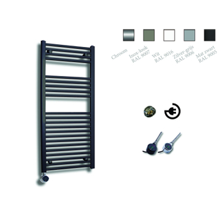 Sanicare Elektrische Design Radiator - 111.8 x 60 cm - 730 Watt - thermostaat chroom linksonder - mat zwart