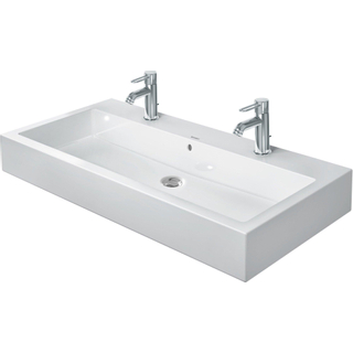 Duravit Vero Wastafel -100x47cm - 2 kraangaten - wondergliss - overloop - wit