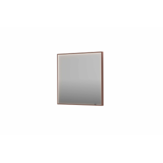 INK SP19 spiegel - 80x4x80cm rechthoek in stalen kader incl dir LED - verwarming - color changing - dimbaar en schakelaar - geborsteld koper