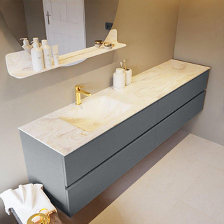 Mondiaz VICA-DLUX ensemble de meuble de salle de bain - 200cm - meuble sous-vasque plata - 4 tiroirs - lavabo encastré cloud gauche - 1 trou de robinet - version haute de 60cm - ostra