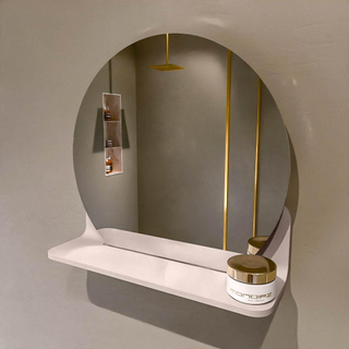 Mondiaz SPOT Badkamerspiegel - rond 40cm - spiegelplanchet - kleur Rosee