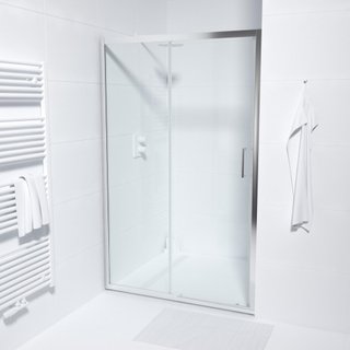 Marenza Slide Quick Fit Schuifdeur - 120x190cm - 6mm veiligheidsglas - alu profiel - anti kalk - chroom
