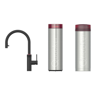 Quooker BE Flex Round Robinet d'eau bouillante - bec pivotant & extractible - PRO3 incl. réservoir Cube - Eau chaude / bouillante / pétillante / filtrée - noir