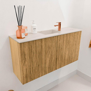 Mondiaz JOYA-DLUX 80cm meuble de toilette - couleur Oak - Vasque FAYE position Milieu 1 trou de robinet couleur Meli.