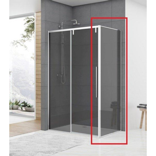 Van Rijn Products ST06 Wand - 88.5x200cm - rookglas - dikte 8mm - tbv hoekcabine - chroom