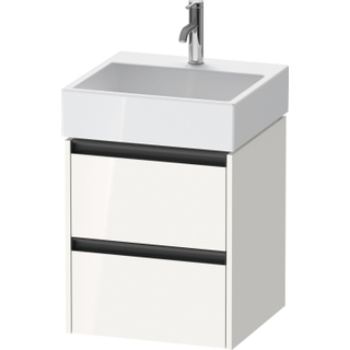 Duravit ketho meuble 2 vasques avec 2 tiroirs 48.4x46x54.9cm avec poignées anthracite blanc brillant