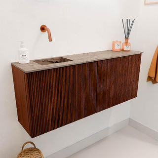 Mondiaz JOYA-DLUX 100cm toiletmeubel - kleur Ruby - Wastafel FAYE positie Links Zonder kraangat kleur Arena.