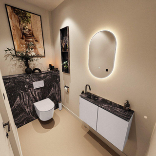 MONDIAZ TURE-DLUX Meuble toilette - 80cm - Cale - EDEN - vasque Lava - position gauche - 1 trou de robinet