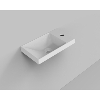 Arcqua marble lave-mains pour cadre 40x22cm avec trop-plein coulé blanc mat seconde choix