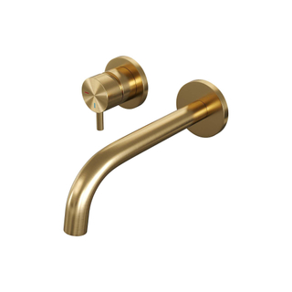 Brauer Gold Edition Wastafelmengkraan inbouw - gebogen uitloop rechts - hendel kort smal - model B2 PVD - geborsteld goud