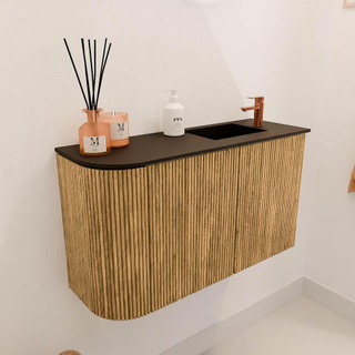 Mondiaz JOYA 71.6cm toiletmeubel - ronding links kleur Oak - Wastafel FAYE positie Rechts 1 kraangat kleur Urban.