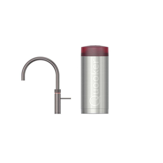 Quooker BE Fusion Round robinet d'eau bouillante - bec pivotant - réservoir Combi+ - Eau chaude / eau bouillante - Gun metal