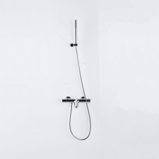 FugaFlow Eccelente Sobrado Robinet de baignoire thermostatique avec douchette stick, support et flexible en métal Chrome