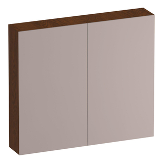 BRAUER Impress Armoire de toilette - 80x70x15cm - sans éclairage - 2 portes miroir double face - lamelles chêne marron