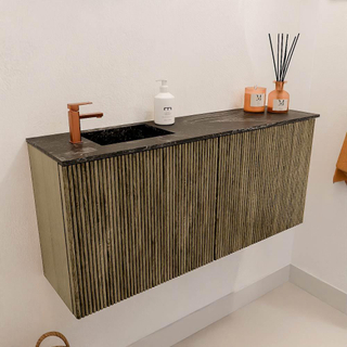 Mondiaz JOYA-DLUX 90cm toiletmeubel - kleur Dusk - Wastafel FAYE positie Links 1 kraangat kleur Lava.