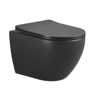 Xellanz nibiru wc suspendu compacte sans chasse d'eau 48 cm avec siège à fermeture douce noir mat