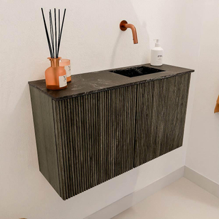 Mondiaz JOYA-DLUX Meuble de toilette 70cm - couleur Shadow - Lavabo FAYE position Droite Sans trou de robinet couleur Lava