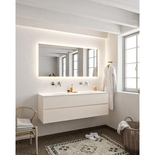 MONDIAZ VICA Ensemble de meuble salle de bain - 150cm - 2 tiroirs - lavabo Moon double - 0 trous de robinet - solid surface lin