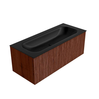 Mondiaz KURVE Badkamermeubelset - 110x46x40cm - 1 lade - wastafel solid surface - midden - 1 kraangat - Ruby