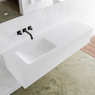 Mondiaz Lagom Meuble avec 1 tiroir 140x30x45cm vasque Cloud gauche sans trous de robinet Solid Surface Talc