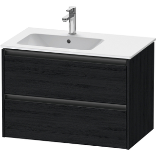 Duravit ketho meuble avec 2 tiroirs pour lavabo à gauche 81x48x54.9cm avec poignées chêne anthracite noir mat