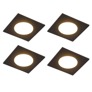 QAZQA Simply Spot encastrable - lot de 4 - 9x9cm - LED inclus - à 3 intensités réglables - IP65 - Carré - Noir