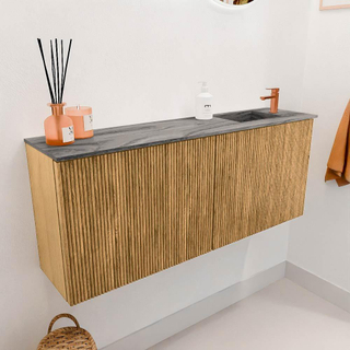 Mondiaz JOYA-DLUX 100cm toiletmeubel - kleur Oak - Wastafel FAYE positie Rechts 1 kraangat kleur Sombra.